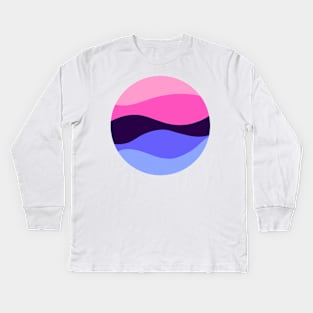 Omnisexual Waves Circle Kids Long Sleeve T-Shirt